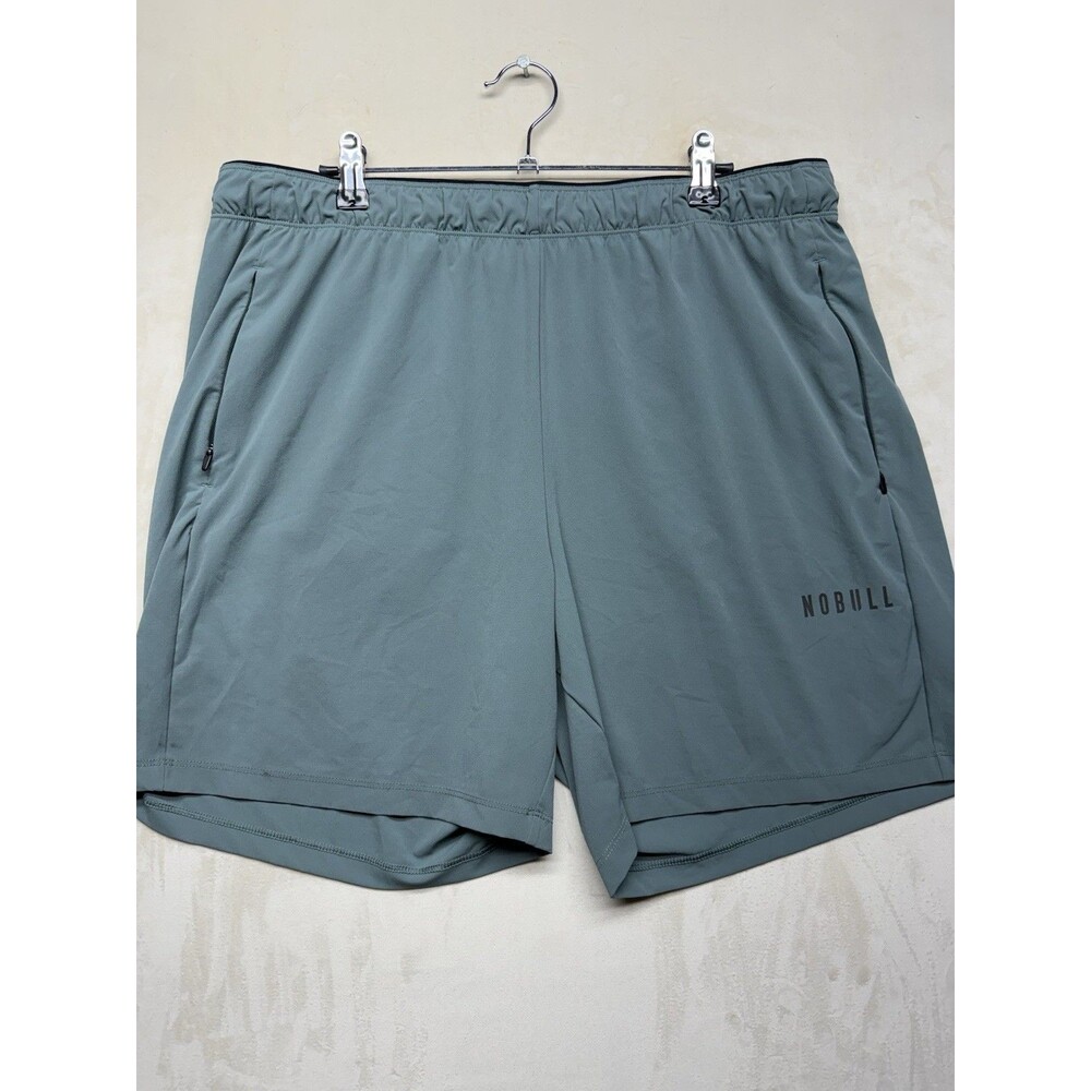 NOBULL Shorts Mens XL Blue Green Solid Stretch Training Gym Workout Athletic 7"